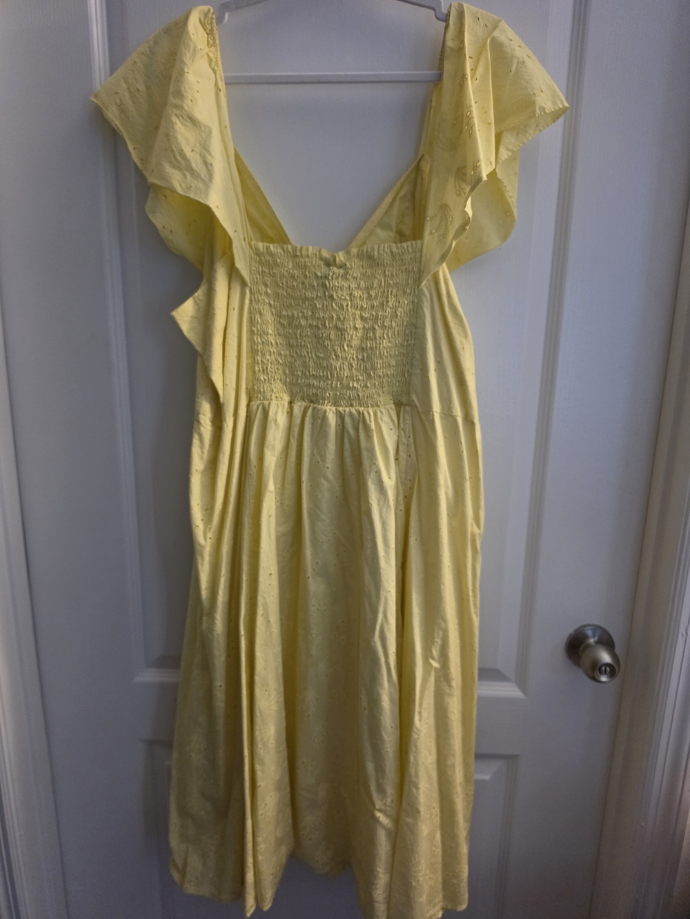 City Chic Sunlit Yellow Eyelet Tie-Front Midi Dress - Picture 7 of 10